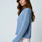 Athens Roll Up Raw Edge Trim Detail Knit Pullover Sweater