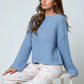 Athens Roll Up Raw Edge Trim Detail Knit Pullover Sweater