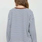 V Stitch Striped Long Sleeve Knit Top