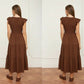Columbus Flutter Sleeve V Neck Smocked Midi Dress