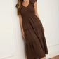 Columbus Flutter Sleeve V Neck Smocked Midi Dress