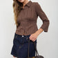 Aria Stripe Collared Long Sleeve Empire Waist Top