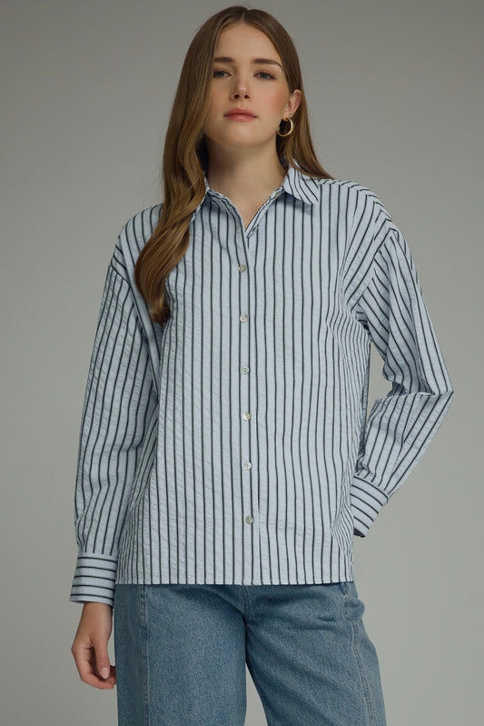 Walla Stripe Button Down Blouse