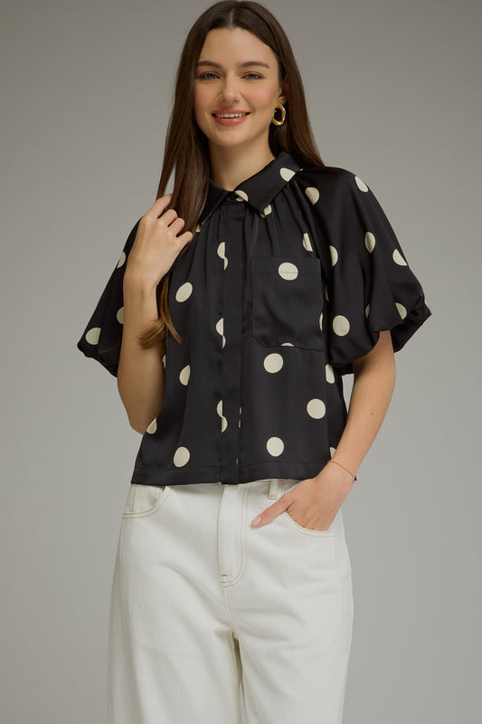 Klamath Polka Dot Tie Front Blouse