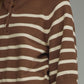 Roslyn Quarter Button Striped Short Sleeve Sweater