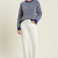 Legal Color Trimmed Long Sleeve Waffle Striped Sweater