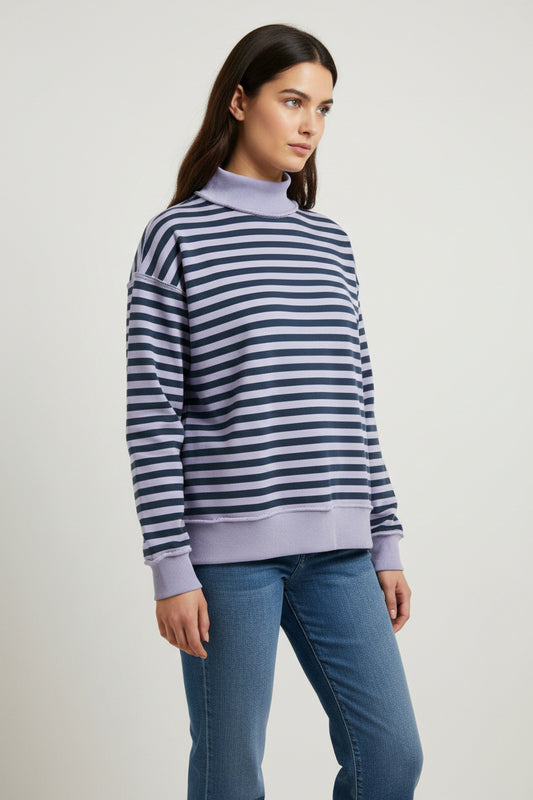Kit Stripe Mock Neck Sweatshirt
