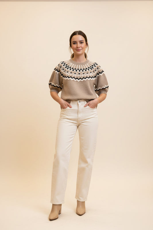 Nordic Pattern Short Sleeve Sweater Pattern