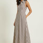 Willow Striped Sleevless Dress Gold Button Down Detail and Tie Back