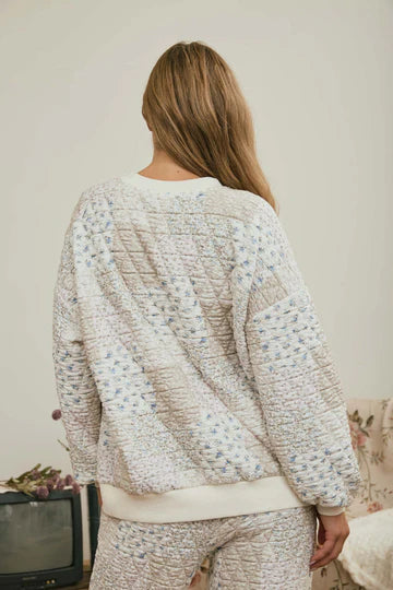 Macon Top Multi Floral Patchwork Long Sleeve Knit Top