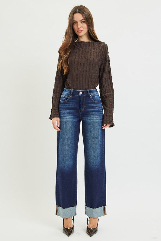 Lloyd Slouchy Barrel Cuffed Hem Jeans by Risen