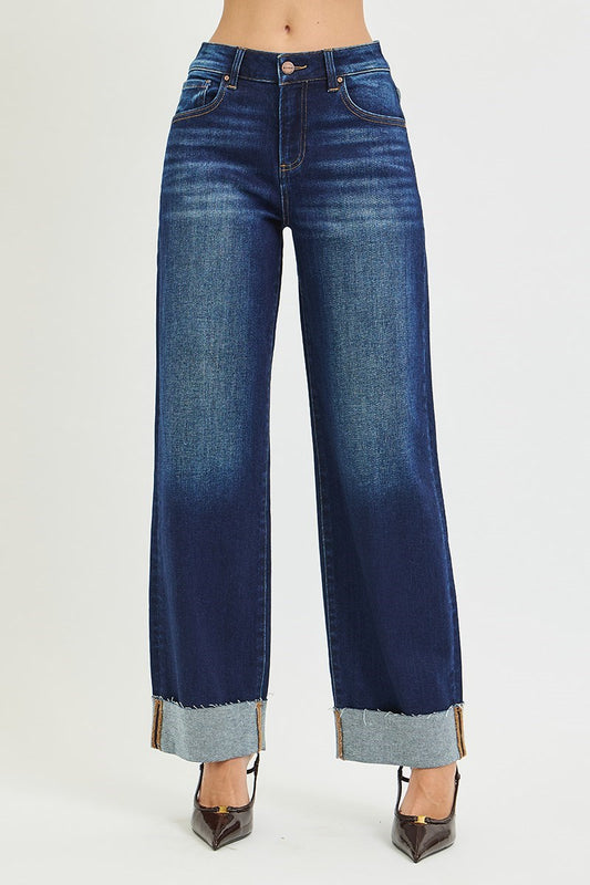 Lloyd Slouchy Barrel Cuffed Hem Jeans by Risen