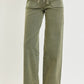 Charlie High Rise Wide Baggy Burnt Olive Jeans by Risen