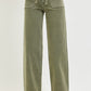 Charlie High Rise Wide Baggy Burnt Olive Jeans by Risen