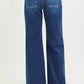 Duke Mid Rise Wide Leg Jeans with Front Seam Detail by Risen