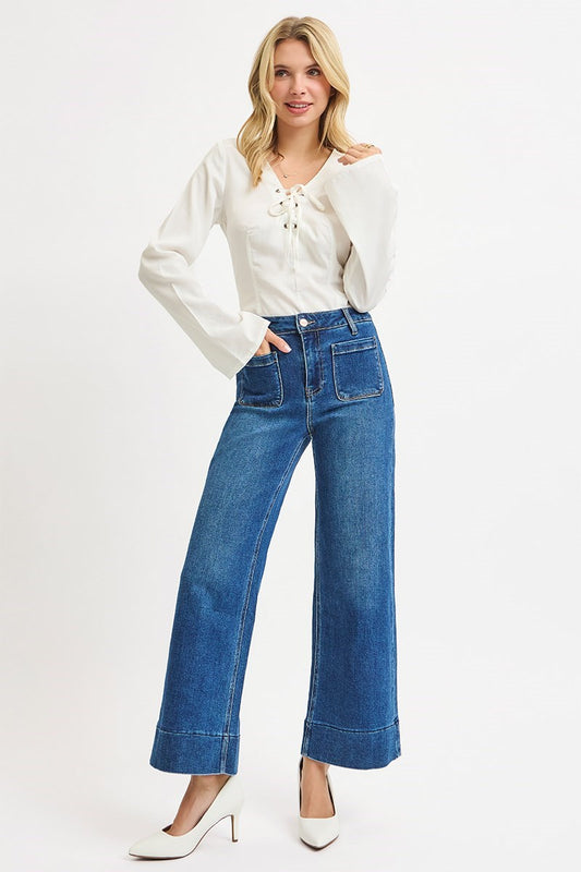 Holly High Rise Crop Patch Pocket Jeans by Risen