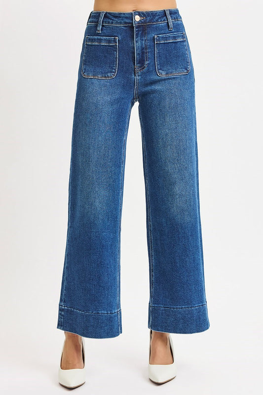 Holly High Rise Crop Patch Pocket Jeans by Risen