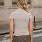 Cleveland Mock Neck Cap Sleeve Heathered Knit Top