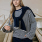 Piper Striped Contrast Crew Neck Long Sleeve Top