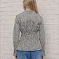 Plaid Collared Shirred Waist Long Sleeve Shirt