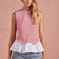 Georgetown Wrap-Over Mixed Media Sleeveless Striped Knit Top