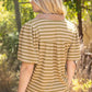 Rustic Solid Collared V-Neck Stripe Knit Top