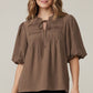 Sierra Puff Sleeve Pintuck Detail With Neck Tied Woven Top