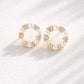 Round CZ Pearl Stud Earrings