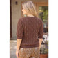 Spark Ruffled Band Puff Sleeve Cable Knit Top