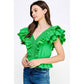 Harrods Ruffled Poplin Detail Knit Top