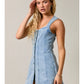 Sweetheart Neck Sleeveless Skort Denim Romper