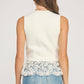 Richmond Lace Contrast Mock Neck Sleeveless Knit Top