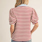 Andy Solid Contrast Detail Stripe Top