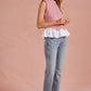 Georgetown Wrap-Over Mixed Media Sleeveless Striped Knit Top
