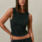 Libby Sleeveless Round Neck Polka Dot Tank Top
