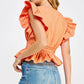 Midway Flutter Sleeve Peplum Poplin Top