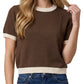 Verity Short Sleeve Color Block Sweater Top