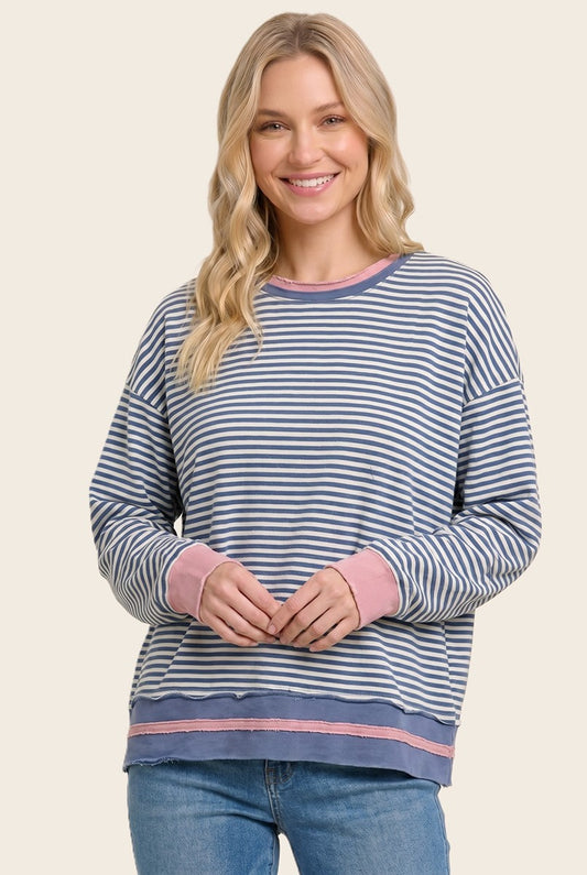 Eden Contrast Striped Long Sleeve Sweatshirt