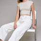 Nori Sea Salt Color Clean Summer Wideleg Jeans by Hidden Denim
