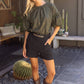 Stadium Ruffle Puff Sleeve Metallic Animal Print Top