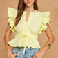 Midway Flutter Sleeve Peplum Poplin Top