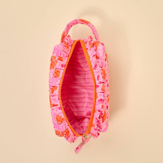 Essentials Quilted Cosmetic Pouch–Poppin' Petals Hot Pink