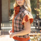 Harvest Silver Grommet Solid Suede Contrast Plaid Top