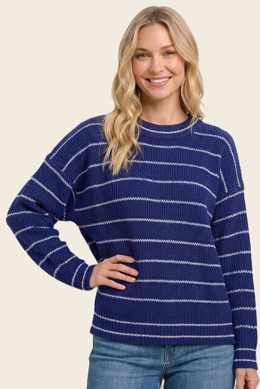Fiona Textured Long Sleeve Crew Neck Sweater