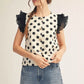 Button Dot Ruffle Sleeve Blouse