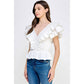 Harrods Ruffled Poplin Detail Knit Top