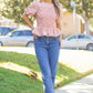 Covington Wavy Smocking Detail Short Puff Sleeve Top