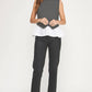Georgetown Wrap-Over Mixed Media Sleeveless Striped Knit Top