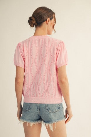Wave Patterned Lightweight Sweater Top