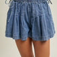 Prayer Pleated Denim Shorts